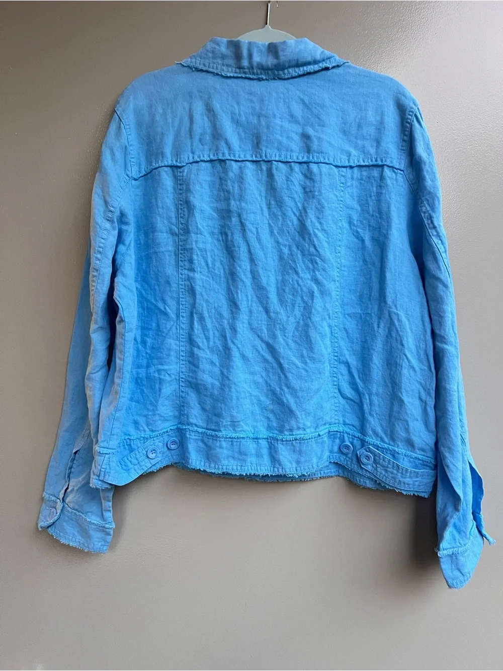 Tommy Bahama XL 100% Linen Blue Frayed Quiet Chic Coastal Jacket Casual Travel